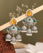 Multicolor Jhumka Earrings With Stones Combo Set