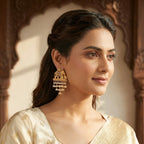 Gold-Toned Traditional Elephant Jhumka Earrings With Pearl Drops