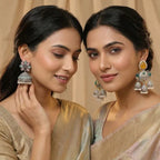 Multicolor Jhumka Earrings With Stones Combo Set