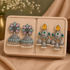 Multicolor Jhumka Earrings With Stones Combo Set