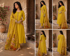 Mustard Yellow Muslin Kurta Set with Muslin duppata Seni Orgaza