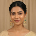 Gold Plated Traditional Chandbali Earrings With Stones And Pearl Danglers