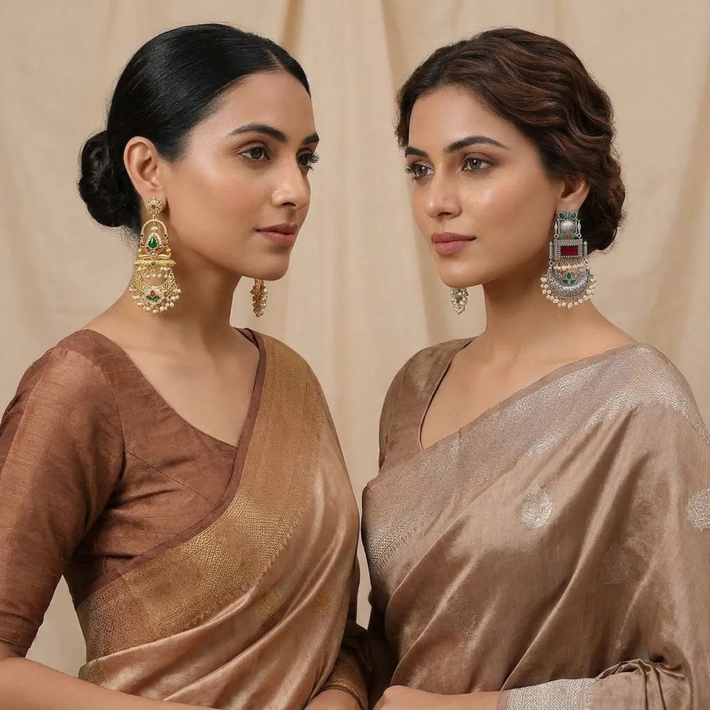 Earrings With Stones And Pearl Drops Combo Set