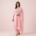 Pink Embroidered Anarkali Suit Set With Dupatta